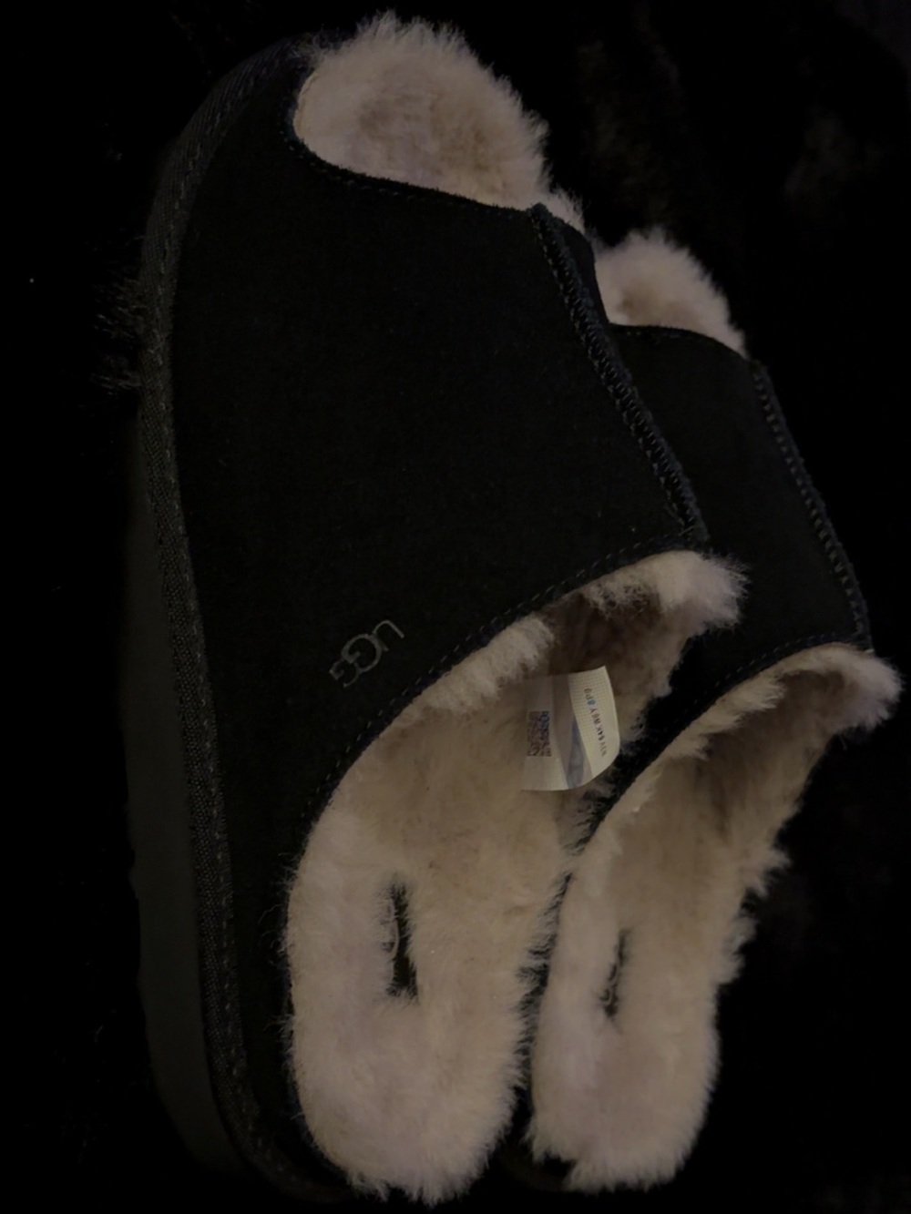 UGG Women's Black Shearling-Lined Slip-On Slippers black